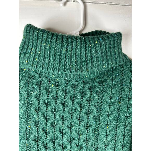 Lands' End Women's Green Cable Knit Turtleneck Sweater; Size M - Picture 3 of 8